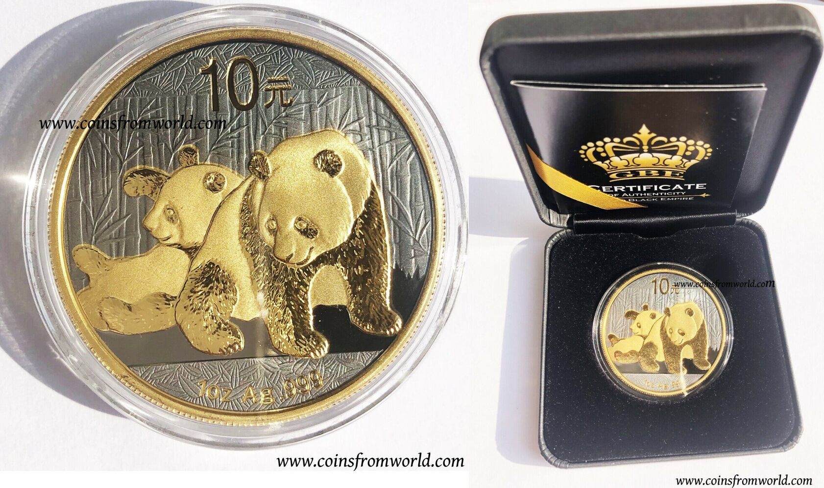 World Coins 2010 China 10 Yuan Gold Black Empire Edition Enigma Rhodium 1  oz Silver Coin | MA-Shops