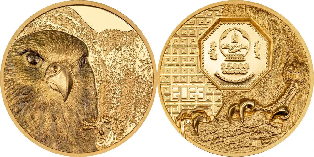 25000 Togrog 2023 MONGOLIAN FALCON 1 oz Pure Gold Coin | MA