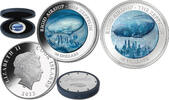World Coins Cook Islands 50$ Zeppelin Mother Of Pearl Airship Hindenburg Silver Coin -