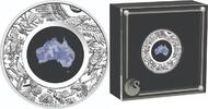 World Coins Australia 2022 1$ Great Southern Land 1 oz Silver Proof Blue Lepidolite Coin -