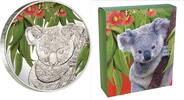 Cook Islands 5$ Scent of Australia KOALA & Eucalyptus Leaves 1 oz Silver Coin -