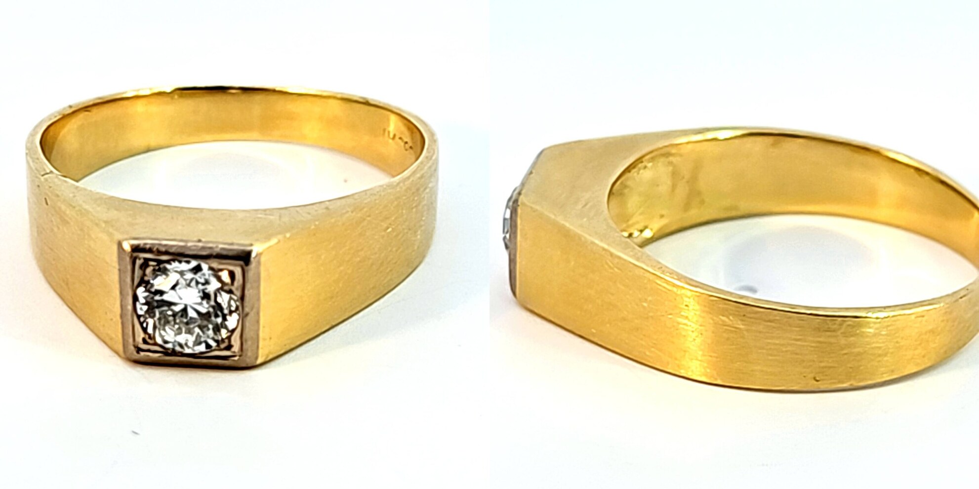 585 Gold Ring mit Diamant (5,2mm 0,50Karat), Ringgröße 63 Sehr gut, siehe  Fotos und Video