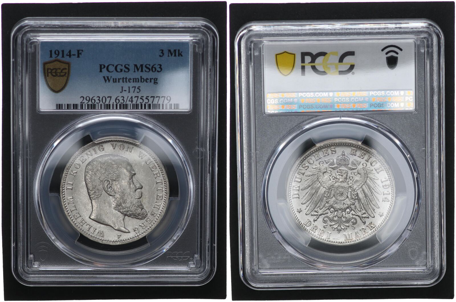 Wurttemberg 3 Mark 1914 F Württemberg 3 Reichsmark König Wilhelm II