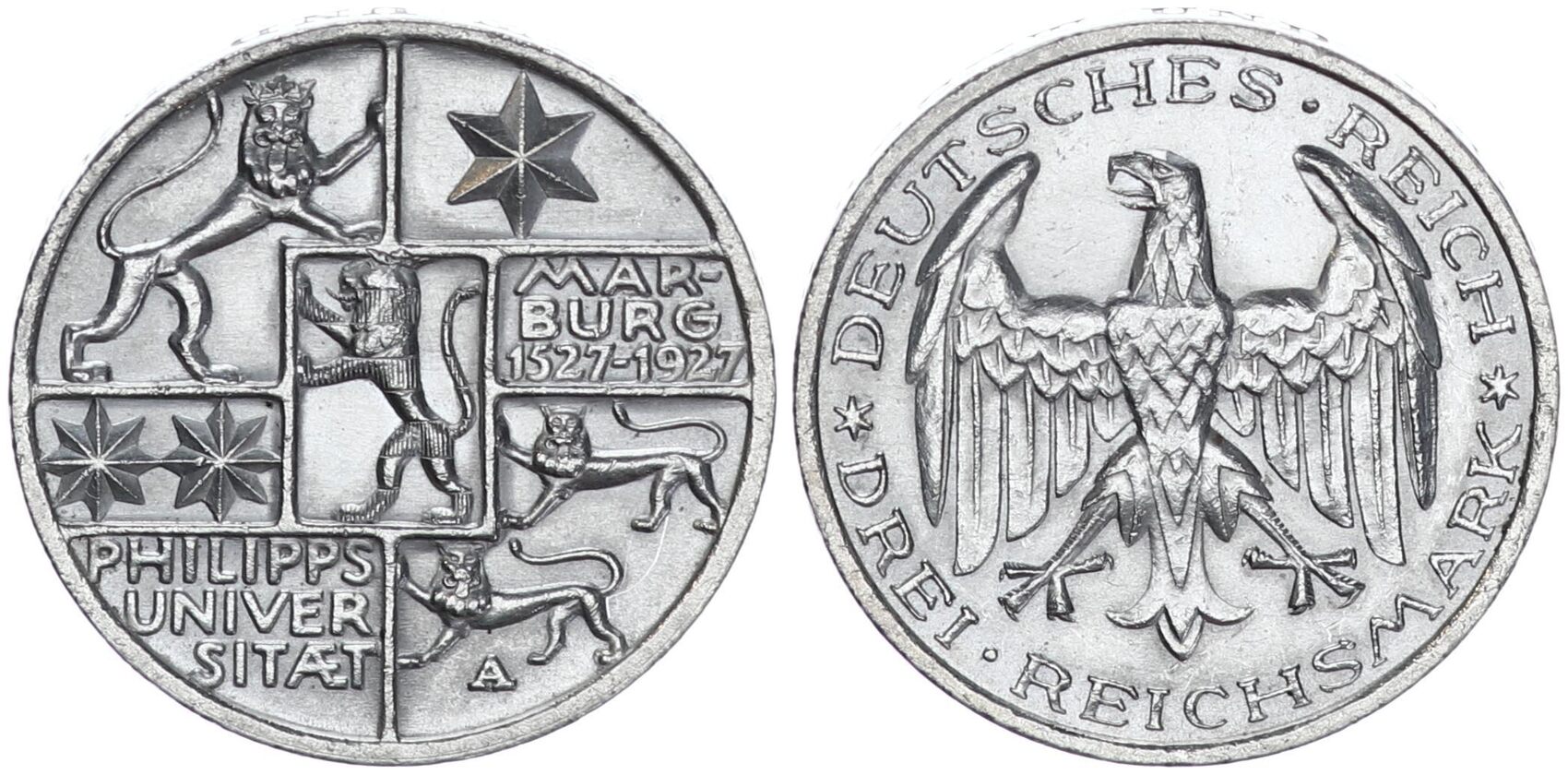 Deutschland - Weimarer Republik 3 Mark 1927 A Weimar 3 Reichsmark Uni ...