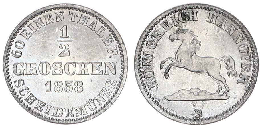 Hannover Königreich - Altdeutschland 1/2 Groschen 1858 B Georg V. CH ...