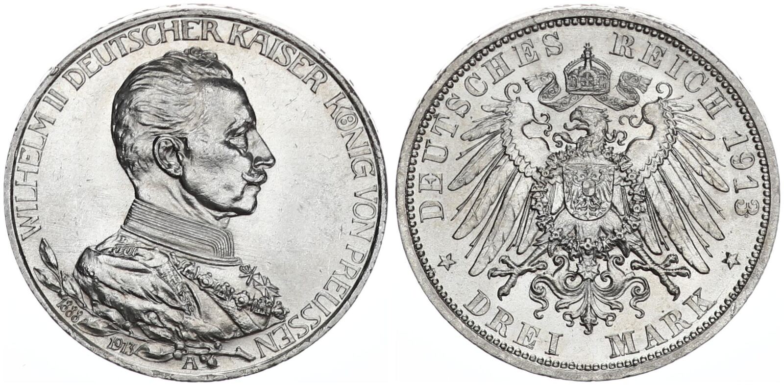 Deutsches Kaiserreich - Preußen 3 Mark 1913 A Preussen - Wilhelm II ...