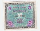 Deutschland... alliierte Militärbehörde 5 Mark 1 Mark-Banknote der alliierten Militärbehörde, Serie 1944 gebraucht