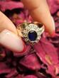 585 Gold Ring mit Diamanten und Saphir, 5,8g, Ringgröße 56-57 Sehr gut siehe Fotos und Video