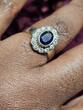 585 Gold Ring mit Diamanten und Saphir, 5,8g, Ringgröße 56-57 Sehr gut siehe Fotos und Video