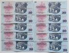Tschechoslowakei 10 x 20 Kronen/Korun 1970 Serie F90, mit fortlaufender Nummer! interessant EF