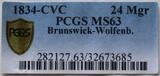 Braunschweig-Wolfenbüttel 24 Mariengroschen 1834 CvC Herzog Wilhelm (1831-1884), Silber, PCGS zertifiziert UNC-