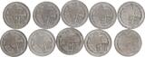 Deutschland / Polen / Getto Litzmannstadt 10 Mark (mit Echtheitszertifikat und Fachbuch ) 1943 Lot mit 10 Münzen Exemplare aus dem New Yorker Lot dicke und dünne Schrötlinge ss und VF-EF,gereinigt, leicht rau