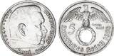 3. Reich 5 Mark Silber 1939 B Paul von Hindenburg - J.367 AU