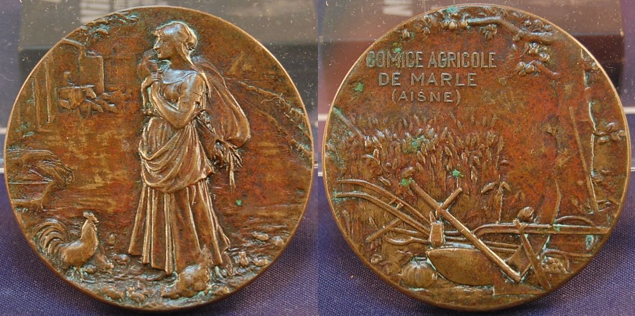 Médaille Art Nouveau "GALLIA COMICE AGRICOLE ROUEN" Par Bottée - Argent Plaqué, Pièce De Collection Vintage