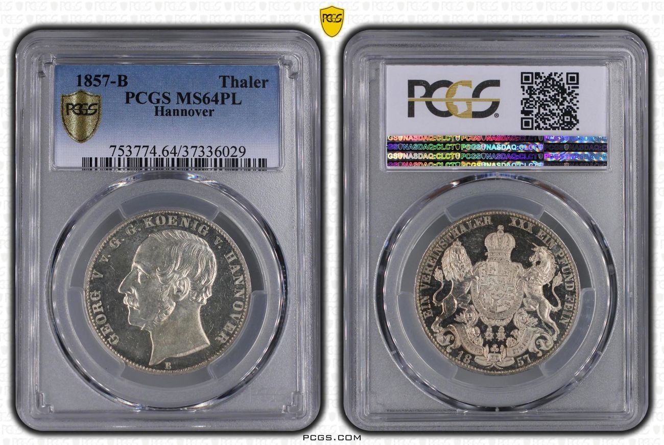 Thaler 1857-B Hannover Vereinstaler 1857 Erstabschlag/PP ähnlich PCGS ...