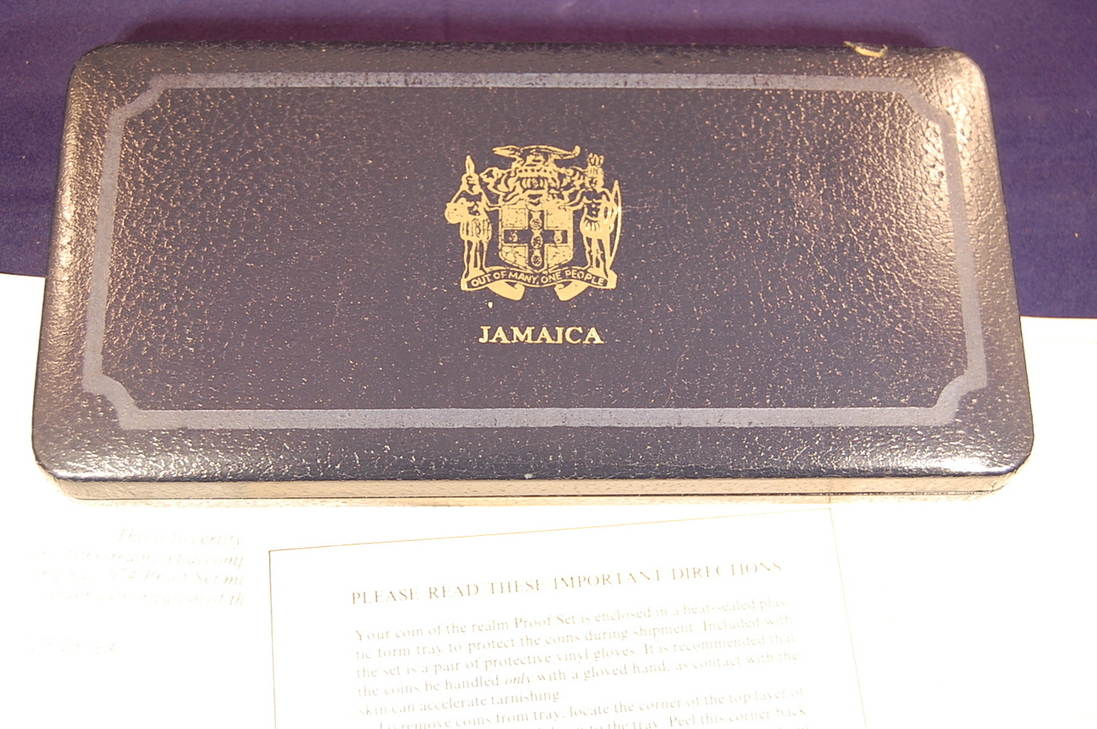 1974 Jamaica Proof Set Minted By Franklin Mint mit 2 Silbermünzen