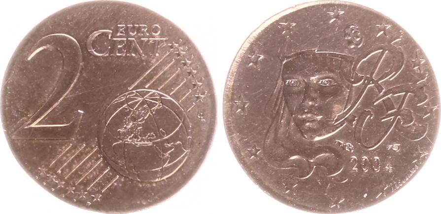 2 Euro Münze Athen 2004 Fehlprägung Erkennen 2004 Frankreich Fehlprägung 2 Cent auf 1 Cent Schrötling UNC | MA-Shops