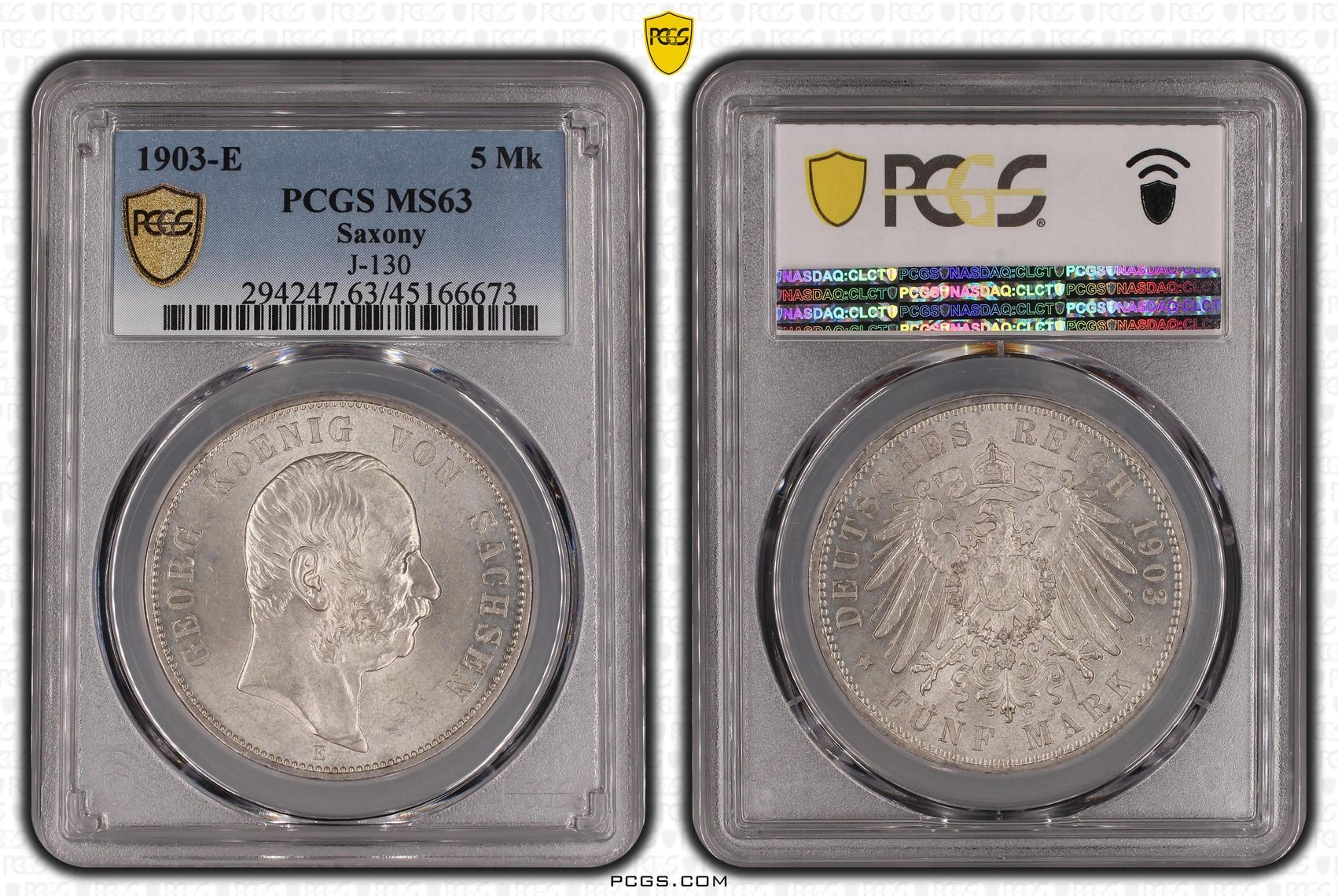 Saxony 1903E Kaiserreich 5 Mark Sachsen 1903 E König PCGS