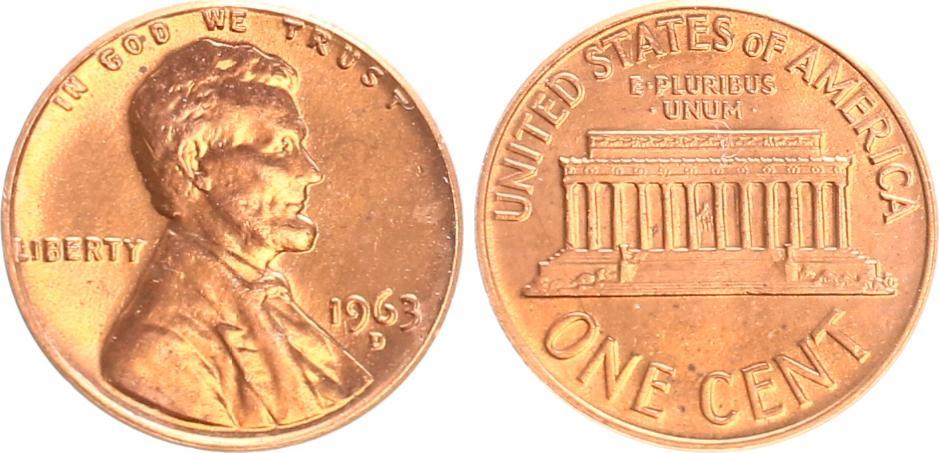 USA 1 Cent 1963 D (1) prfr-st. CH/GEM UNC