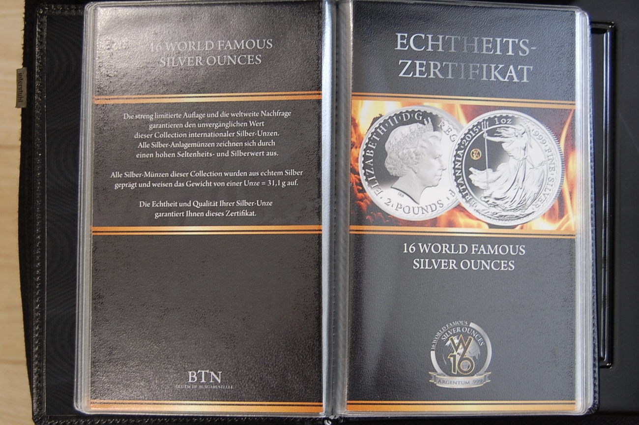 16 World Famous Silver Ounces Mit Privy Mark W16 In Gold Von 15 Bu In Schatulle Und Kapseln Und Zertifikaten Ma Shops