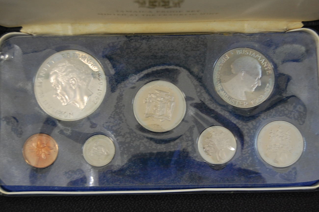 1973 Jamaica Proof Set Minted By Franklin Mint mit 1 Silbermünzen