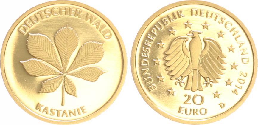 Deutschland 20€ Gold Deutscher Wald Kastanie 20€ Gold Deutscher Wald