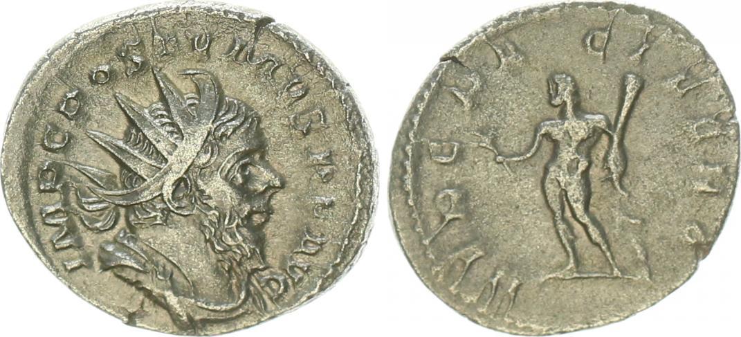 Römische Kaiserzeit/Postumus Silber-Antoninian, 260-269 Postumus Silber-Antoninian HERC PACIFERO, Hercules n.l. stehend VF-EF | MA-Shops