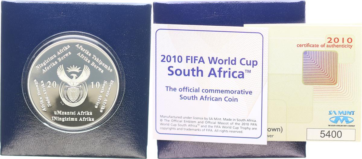 2 Rand Silbergedenkmünze 2008 Südafrika FIFA WM 2010 in Kapsel ...