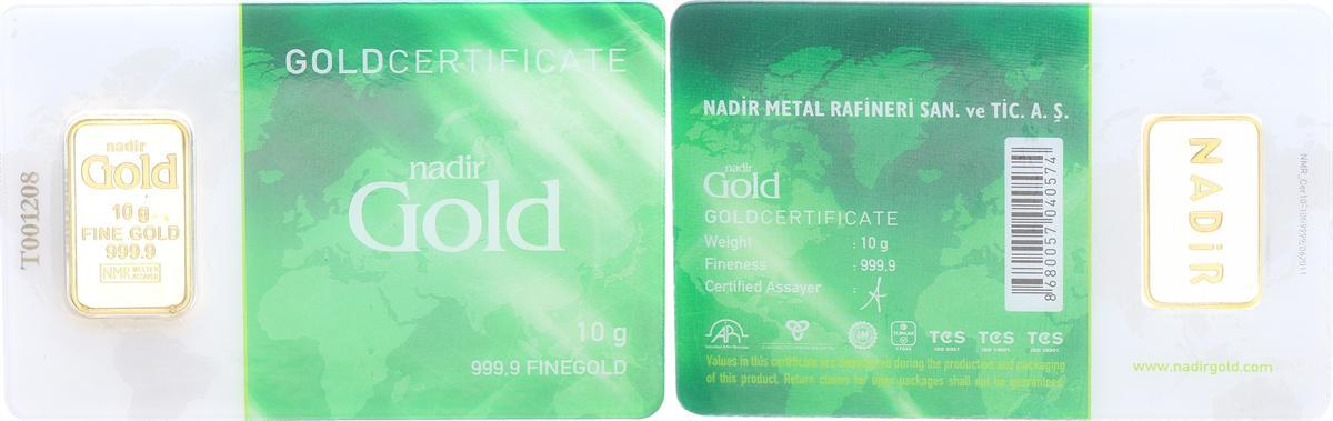 Gold Barren Turkei Nadir 10 G Goldbarren 10g Feingold 999 9 Anlagegold Krisenschutz Neu Ma Shops