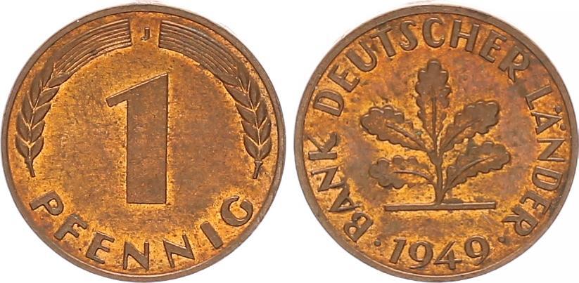 1 Pfennig 1949 J Bank Deutscher Länder Deutschland - BRD BRD 1 Pfennig 1949 J - Bank deutscher Länder (4) CH