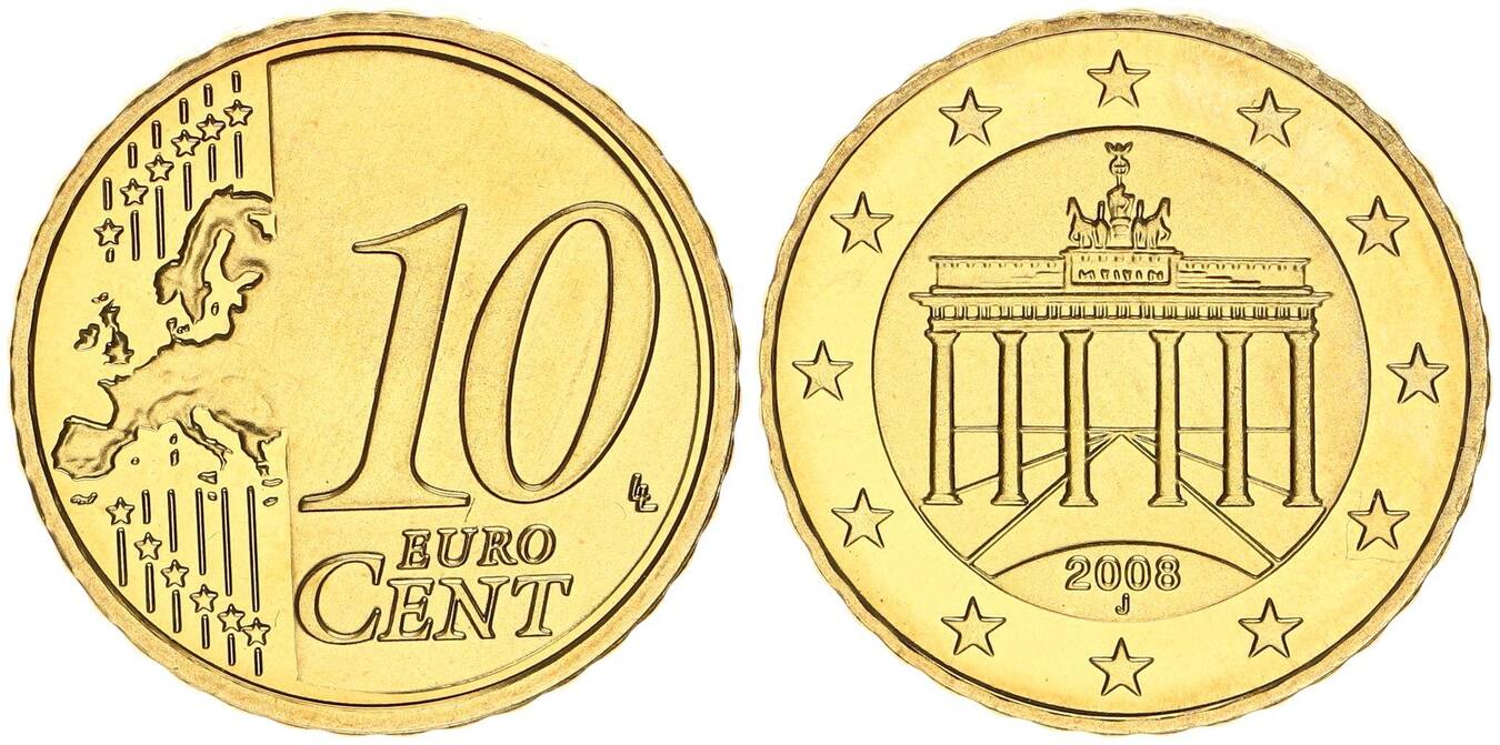 Deutschland 10. 10 Центов 2008. ZWEU eu Cent 2008.