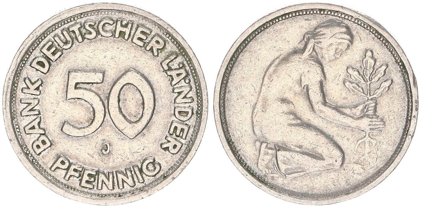 50 Pfennig Bank Deutscher Länder Ohne Jahreszahl Deutschland 50 Pfennig BDL (1949) J Bank d. Länder 50 Pfennig F J.379