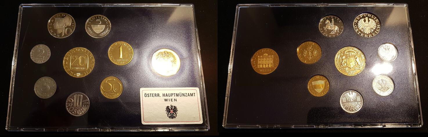 Österreich 1987 Kleinmünzensatz 2 Groschen - 20 Schilling Proof | MA-Shops