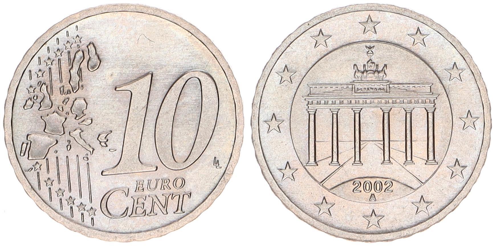 Deutschland / Bundesrepublik 10 Cent Probe/Fehlprägung CuNi 2002A 10 Cent 2002 A Probe
