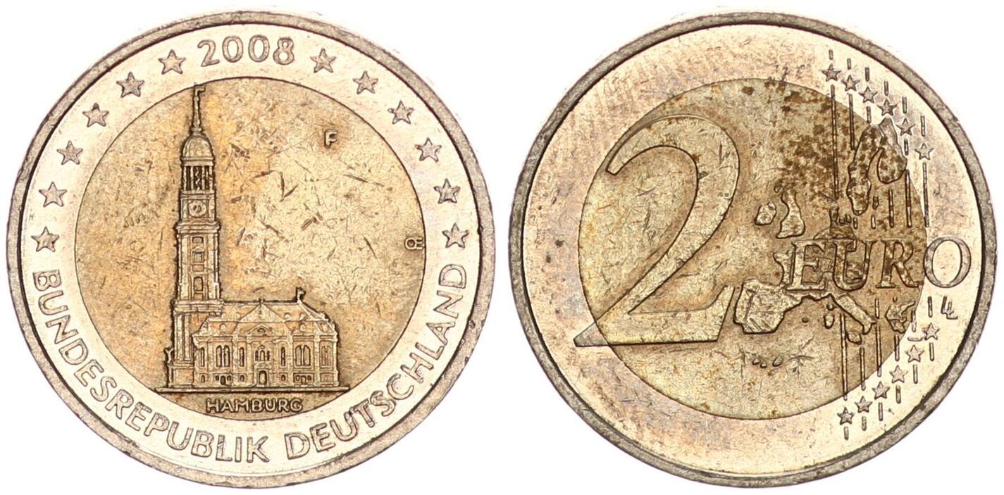 Deutschland - BRD - Hamburg 2 Euro Fehlprägung 2 € 2008 F mit alter ...