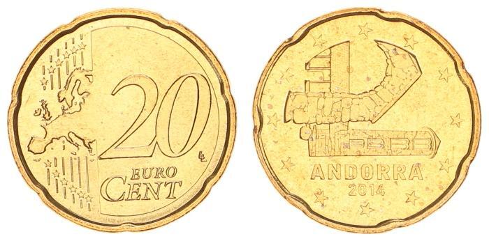 20 Центов Андорра. Монеты евро Андорра.