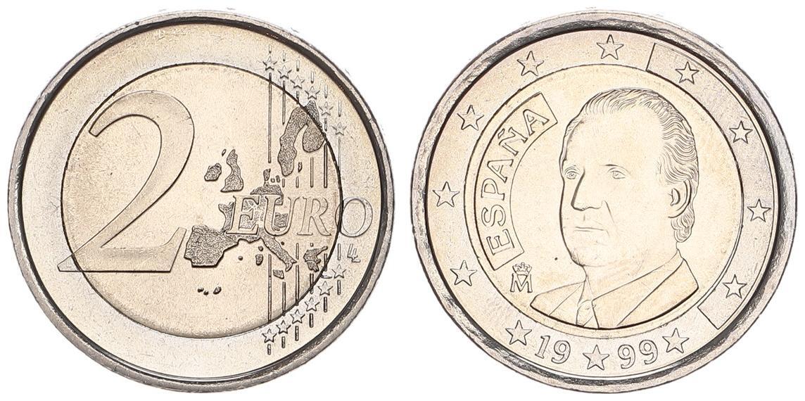 Spanien 2 Euro Kursmünze 1999 Prägefrisch Unc Ma Shops