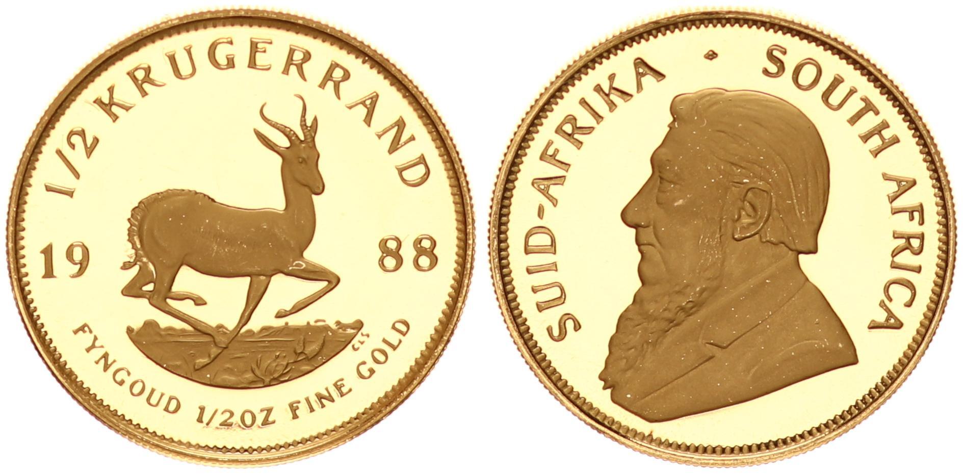 Südafrika Gold Krugerrand South Africa 1 2 Unze Krügerrand Gold Paul Kruger 1988 seltenes