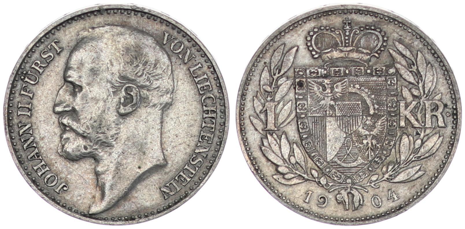 1 Krone 1904 Fürst Johann II von Liechtenstein VF-EF | MA-Shops