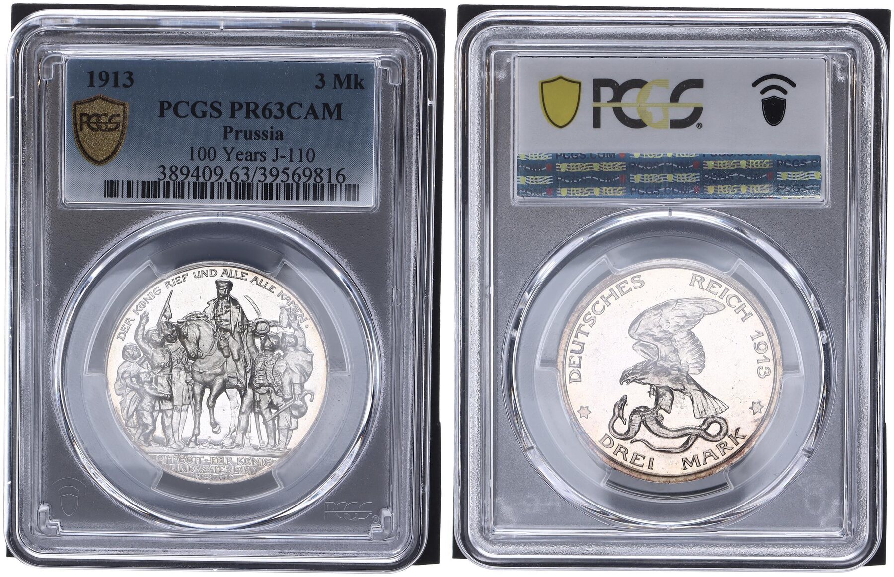 Prussia 1913A 3 Mark Preußen 1913 A Berlin Mint 100 Jahre