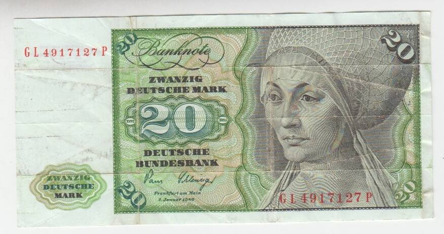 Deutschland 20 Mark 20 DM Banknote 1980 F | MA-Shops