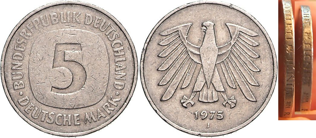 1975 5. 5 Mark 1975. 5 Deutsche Mark 1975. 5 Дойч марок 1976. Немецкая монета 1975 года с орлом 5.