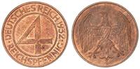 4 Pfennig 1932 D Weimar  prägefrisch,Kupferpatina