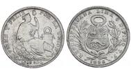 Peru 1/5 Sol Republica Peruana Lima .9 Decimos Fino -