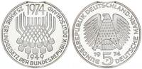 BRD 5 DM Silber Gedenkmünze 25 Jahre Grundgesetz Fehlprägung Zainende -