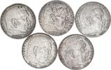 3. Reich 5x 2 Mark Lot 5 x 2 Mark Hindenburg besseres Jahr -