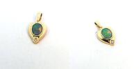 585 Gold Anhänger mit Opal 2,4cm groß und kl. Diamant, ins. 2,3 Gramm -