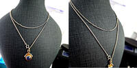 925 Silber Kette mit blauem Saphir Anhänger dieser in Gold gefasst 10,3g, ca. 82cm lang -