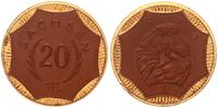 20 Mark 1921 Sachsen - Weimar Notgeld Porzellan (Meissen) m. Golddekor Variante auf dünnem Schrötling,nur 4,2g prägefrisch