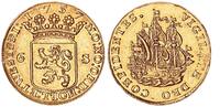 2 Dukaten, 6 Stuivers 1757 Niederlande/Holland Scheepjesschilling in Gold vz, minimale Fassungsspuren